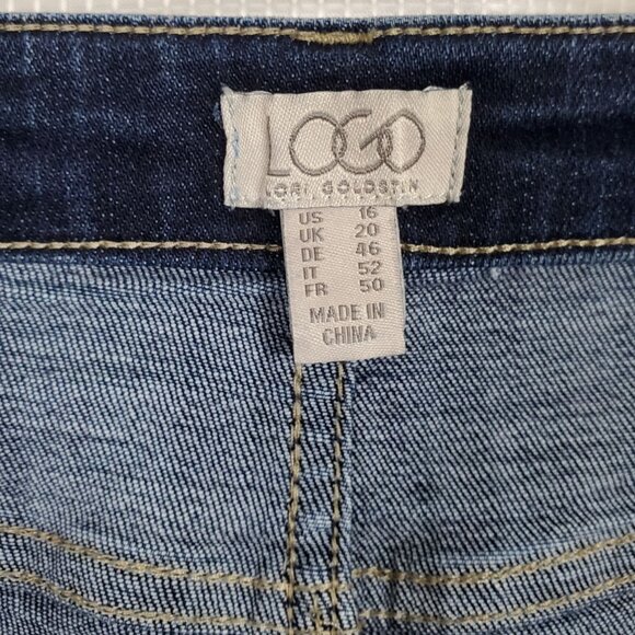LOGO Lori Goldstein Size 16 Jeans 5 Pocket Skinny Stretch Denim Ankle Zipppers - Picture 7 of 9